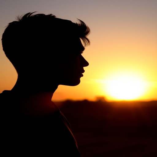 Capture a high-resolution image of a silhouette of a person with a sunset background, using a Canon EOS 5D Mark IV, 50mm lens, f/1.8 aperture, ISO 100, in a wide-angle view for enhanced depth and clarity.