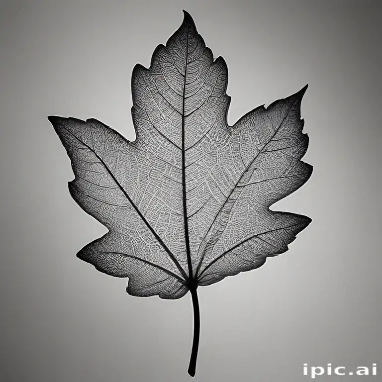 leaf in black and white