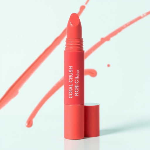 Retro "Coral Crush" lip crayon offering buildable coverage with a semi-matte finish, inspired by vintage pinup aesthetics and featuring a convenient twist-up applicator