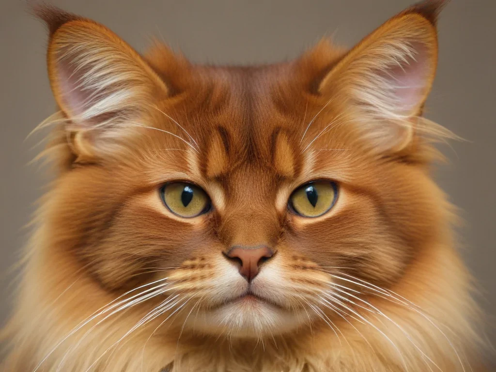 Majestic Maine Coon Cat with Striking Golden Fur and Intense Gaze