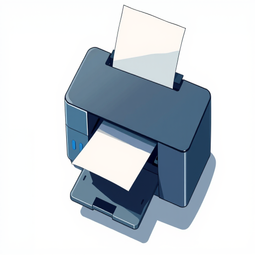 create a detailed digital illustration of a printer with a sheet of paper emerging from it in a modern style, high resolution, 50mm lens, f/2.8 aperture, ISO 100, soft lighting, top-down view, digital art