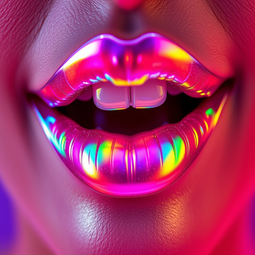 Innovative "Holographic Prism" lip topper creates a stunning rainbow effect on lips, with light-diffracting pigments for an eye-catching, futuristic appearance