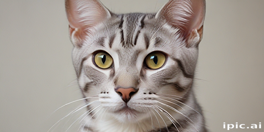 Close-Up Portrait of a Beautiful Silver Tabby Cat with Striking Features