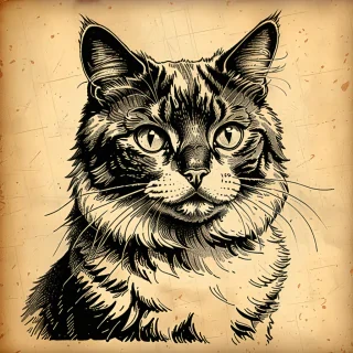 vintage cat drawing