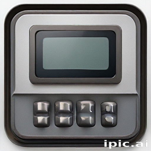 Modern Digital Control Panel with Display and Four Functional Buttons