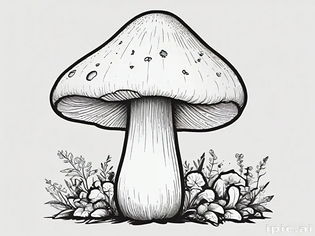 mushroom clipart black and white