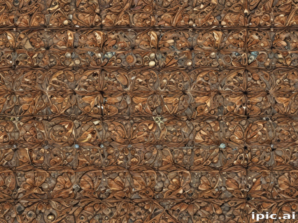 Intricate Pattern of Natural Elements in Warm Earthy Tones and Textures