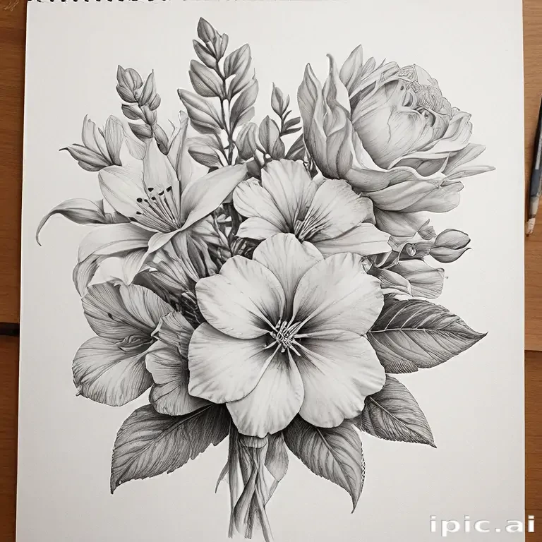 pencil drawing flowers