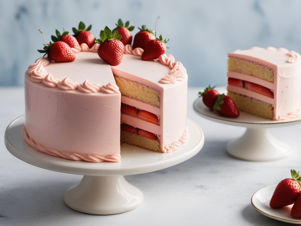 cake with strawberry mousse filling