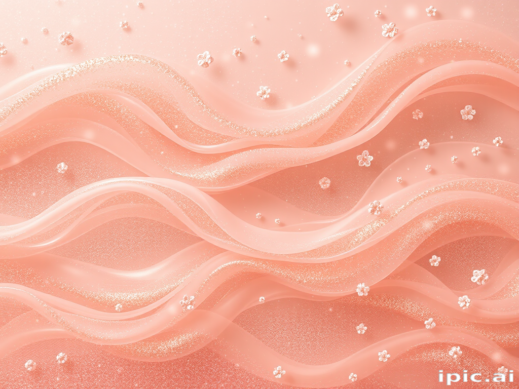 Ethereal rose gold waves adorned with miniature flower buds, creating a romantic and dreamy atmosphere, christened "Blossoming Aurora"