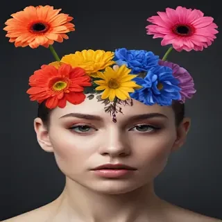 half brain half flowers