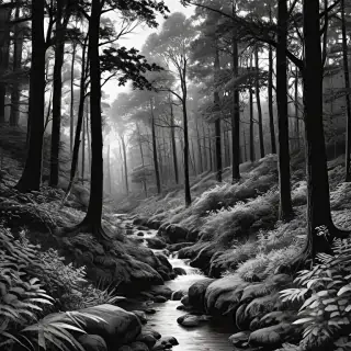 forest clipart black and white