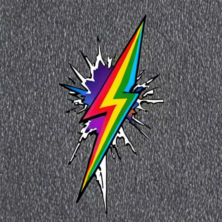 Rainbow colored lightning bolt