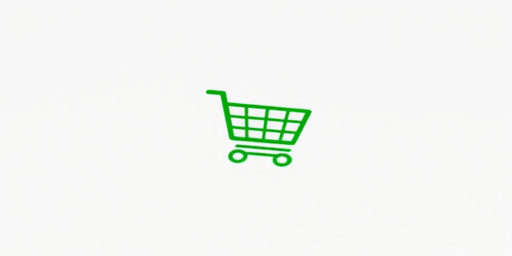 Generate a high-resolution image of a green shopping cart icon on a clean white background, using a Canon EOS R with an f/4 aperture, ISO 100, 1/200 shutter speed, in a close-up view with a soft focus effect.