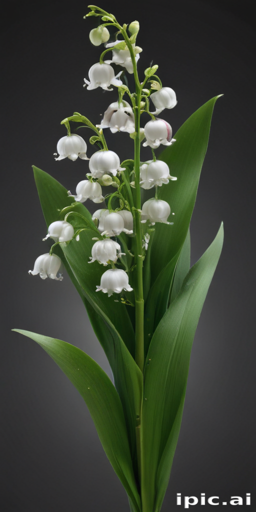 Delicate White Lily of the Valley Blooms Against a Dark Background