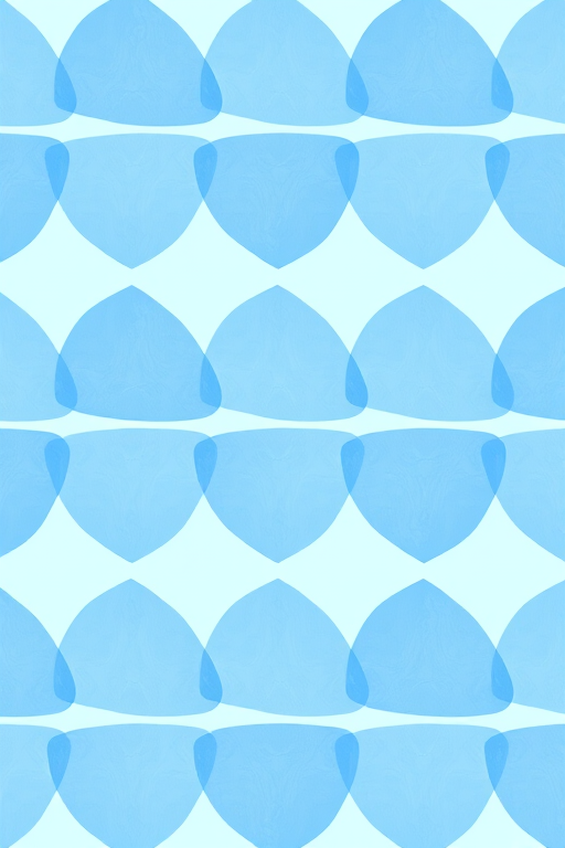 Create a seamless pattern of overlapping, abstract blue shapes with a light sky blue background using a Canon EOS R5, 50mm lens, f/8 aperture, ISO 100, natural daylight to enhance image clarity and vibrancy.