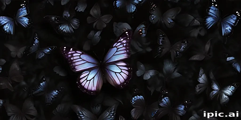 black wallpaper butterfly