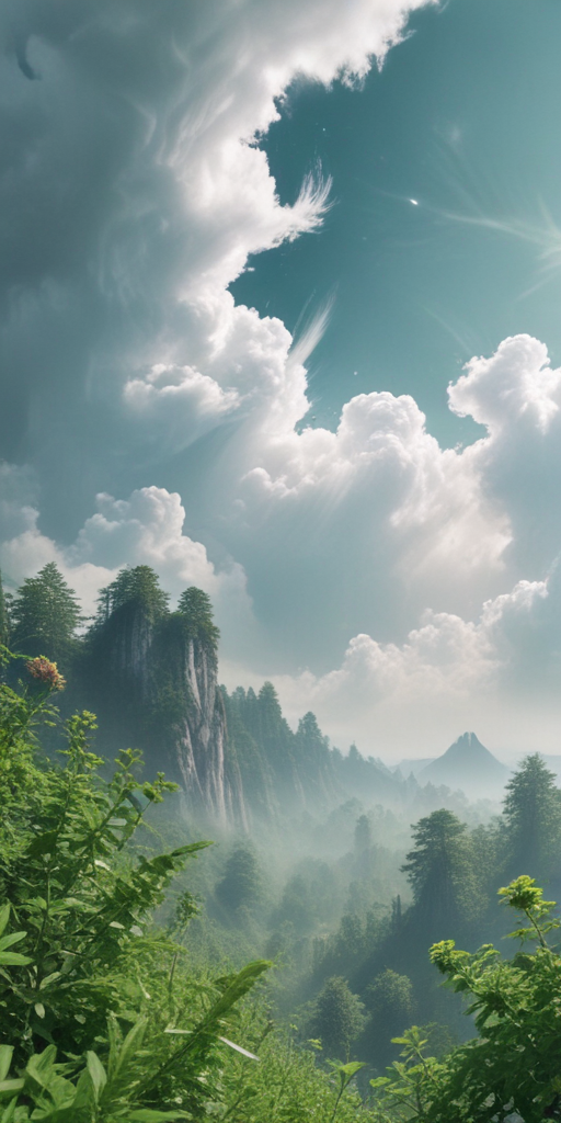 Serene Landscape of Lush Green Mountains Under a Dramatic Cloudy Sky