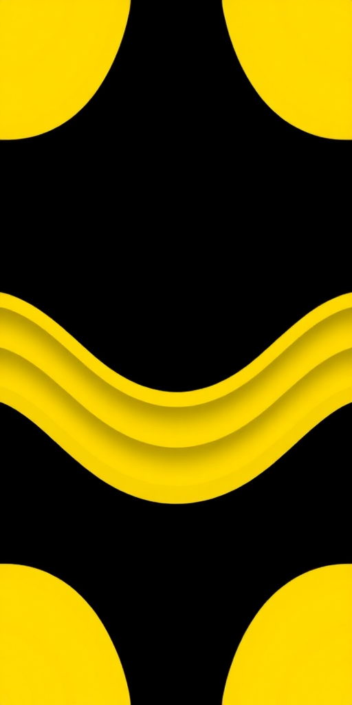 generate a smooth wave pattern with multiple parallel lines in bright yellow on a solid black background, using a high-resolution digital camera with a 50mm lens, f/2.8 aperture, ISO 100, and a shutter speed of 1/200s, capturing a clean and vibrant aesthetic in a minimalist style.