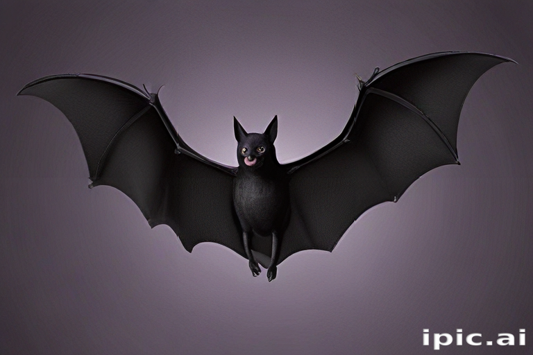 Realistic Animated Bat with Outstretched Wings Against a Dark Background