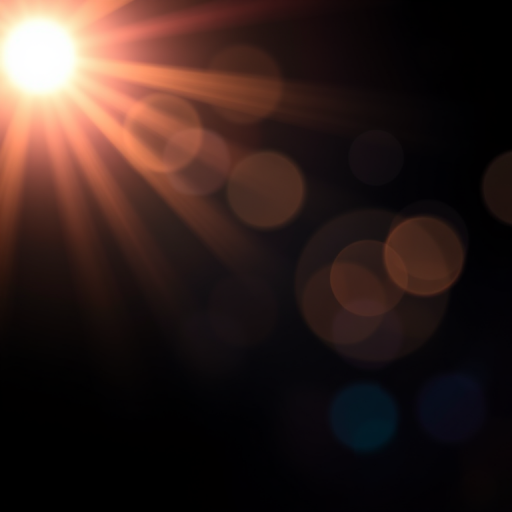 create an abstract image of light flares with a dark background, using a Canon EOS 5D Mark IV camera, aperture f/2.8, shutter speed 1/100s, ISO 100, in a macro view to enhance image quality and detail, utilizing a soft focus style to emphasize the light effects