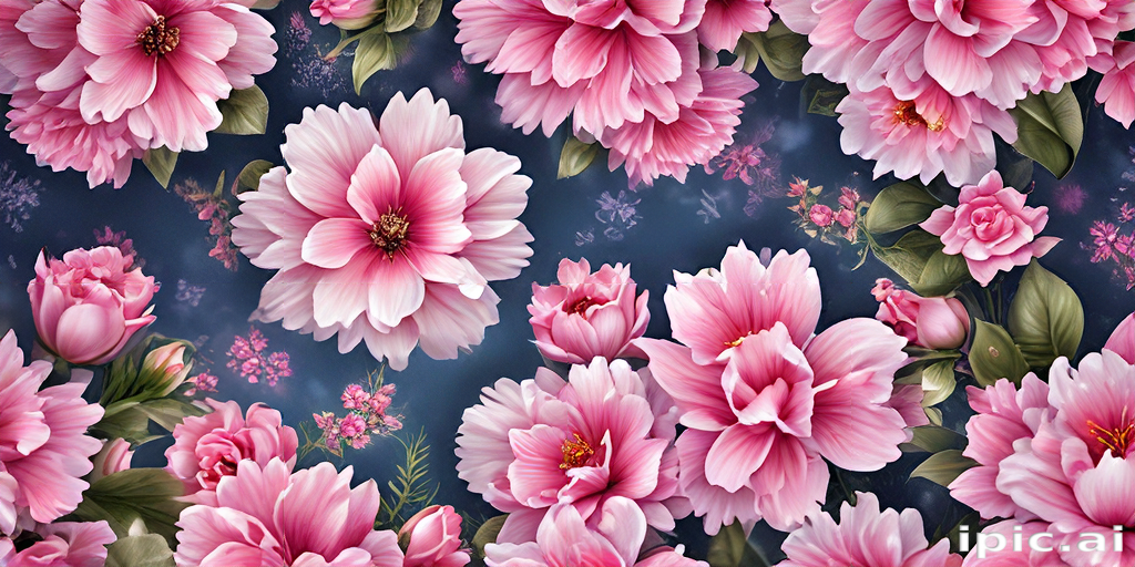 Vibrant Floral Pattern Featuring Beautiful Pink Flowers on a Dark ...