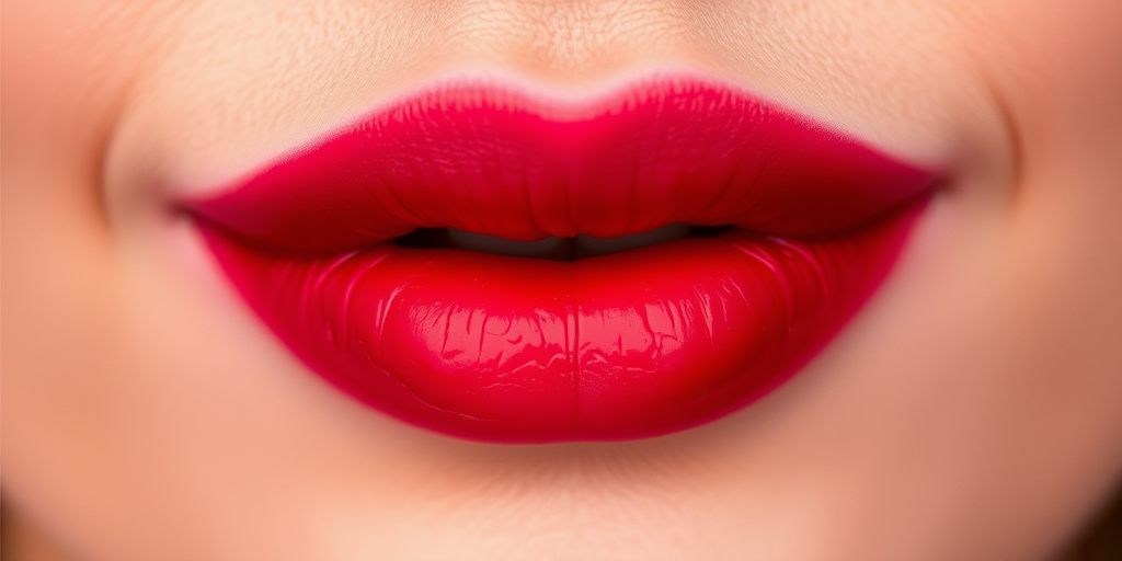Ombre lips transitioning from deep red to soft pink, creating a gradient effect that adds dimension and depth to the lips, perfect for a romantic dinner date