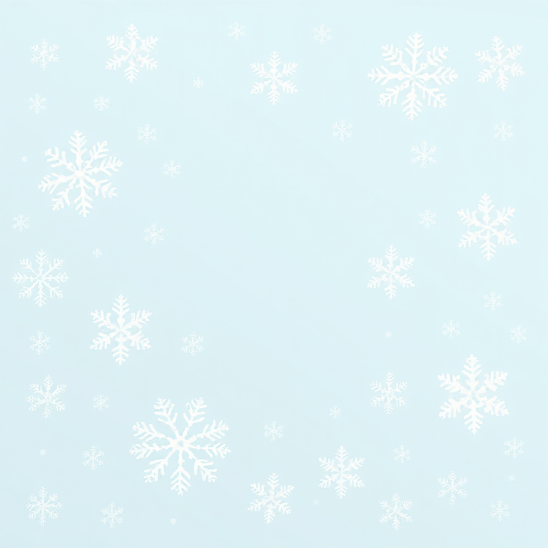 Create a background with a soft light blue color featuring various white snowflakes of different sizes and intricate designs scattered across the image, giving a wintery and serene feel.