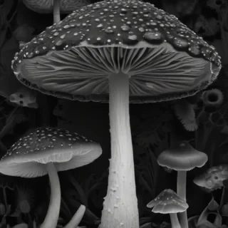 mushroom black and white