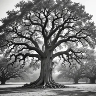oak tree clipart black and white