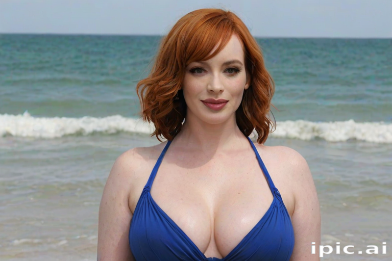 christina hendricks blue bikini