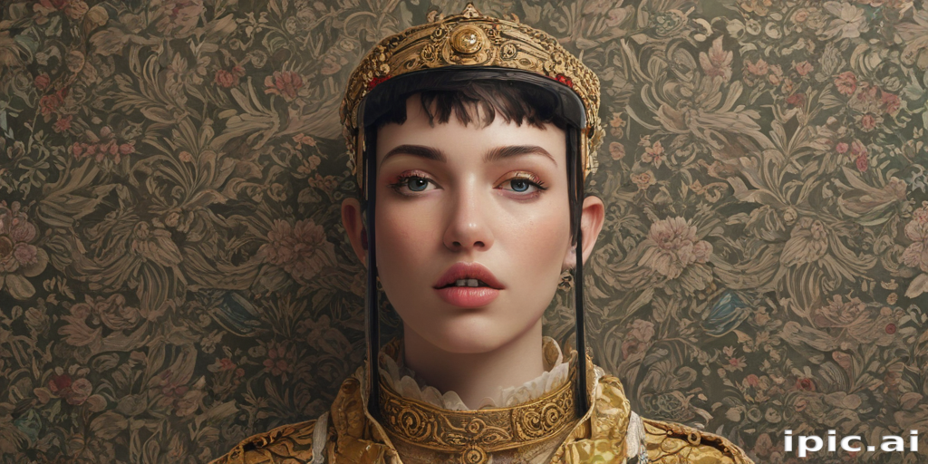 Regal Portrait of a Young Woman in Ornate Historical Attire