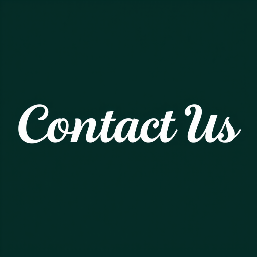 Create an elegant "Contact Us" text graphic with a smooth, flowing serif font, deep green color, high resolution 300 DPI, shot with a DSLR camera, f/2.8 aperture, 50mm lens, soft background blur to enhance the text clarity.