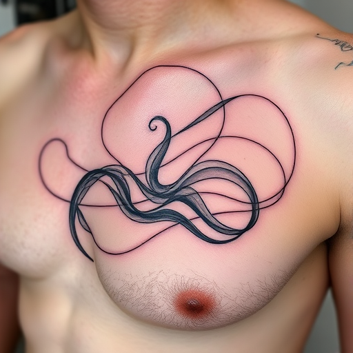 Continuous line tattoo dubbed "Fluid Form" using a single unbroken line to create complex images and shapes that flow seamlessly across the skin in an endless loop