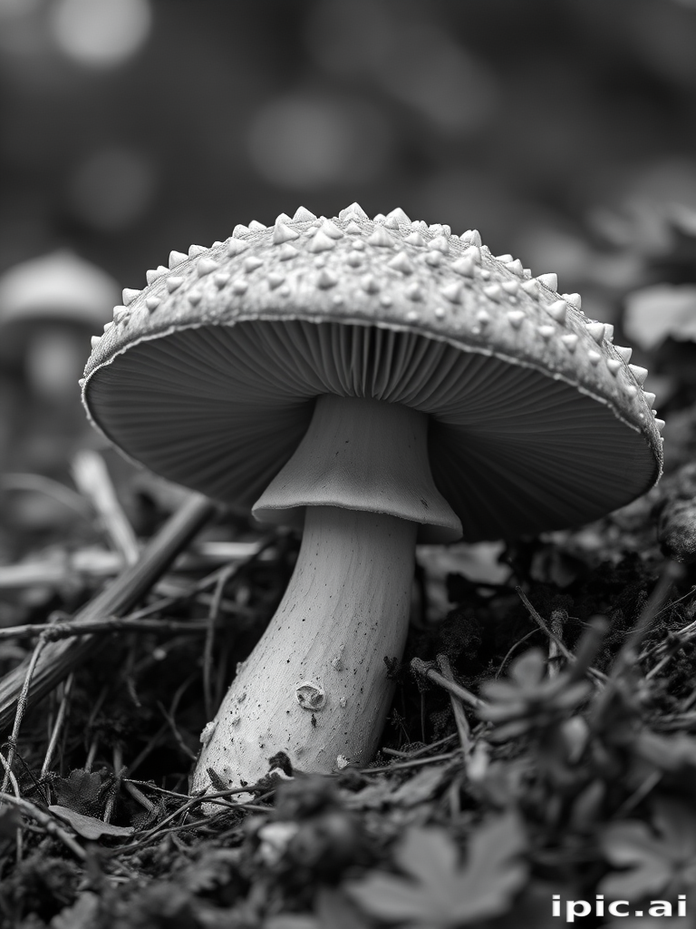 mushroom black and white