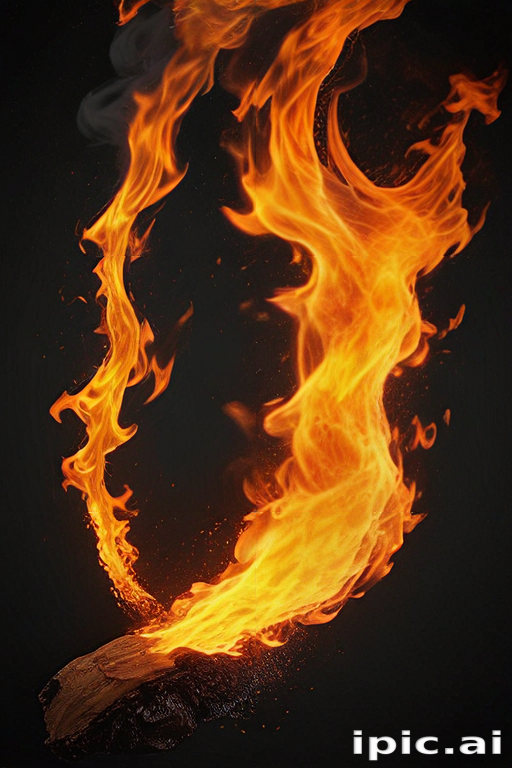 Dynamic Flames Dancing Elegantly Against a Dark Background in Motion