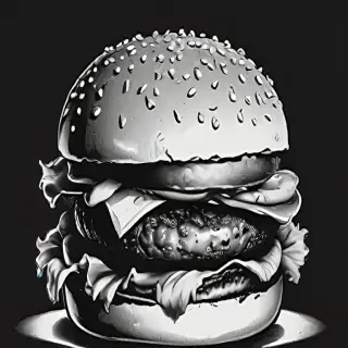 burger clipart black and white