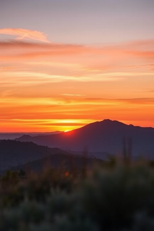 Capture a high-quality landscape image featuring vibrant sunset over a mountain range, use a Canon EOS R5 camera, set aperture to f/8, exposure time 1/125s, ISO 100, with a wide-angle lens at 24mm, and employ a low angle view to emphasize the foreground.
