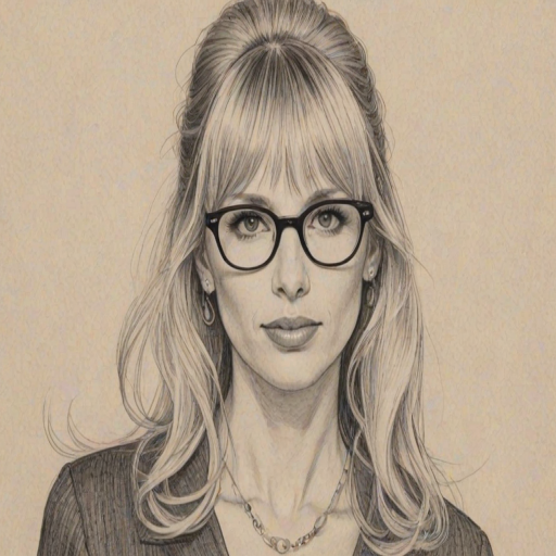 Exquisite Lucy Punch, pencil sketch, portrait of Fetching woman 1968s in glasses, hair style beatnik, outline, clear lines, fine lines, 8k