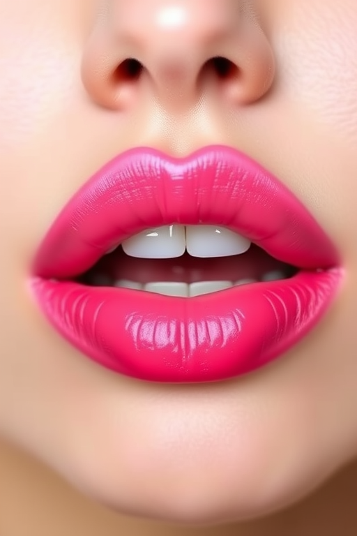 Ombre pink lips transitioning from pale blush to hot pink, "Raspberry Gradient" features a seamless color blend and a semi-matte finish for a modern twist