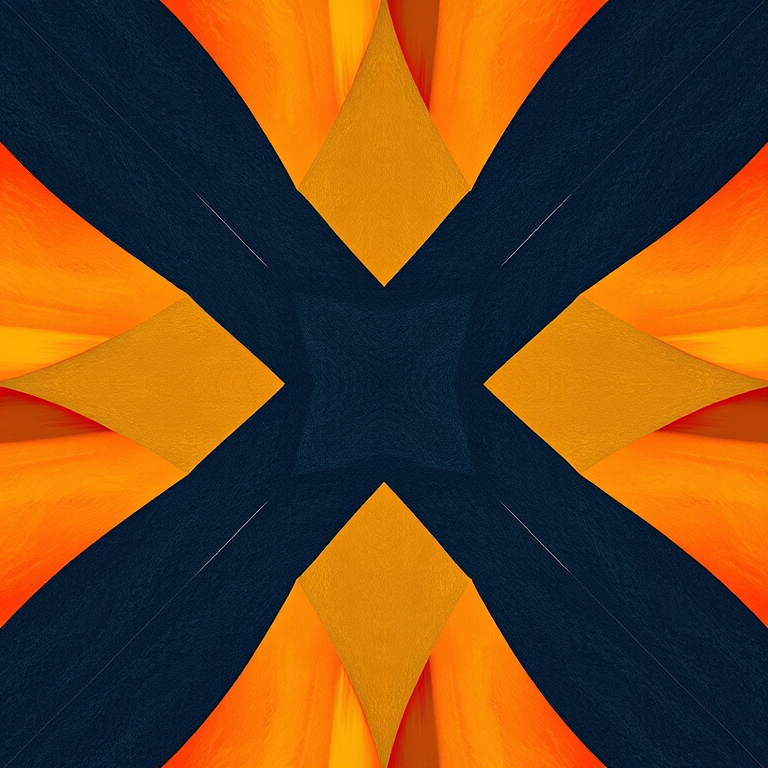 Create an abstract geometric pattern with sharp angles and contrasting colors, using a DSLR camera with a 50mm lens, aperture set to f/1.8, ISO 100, shot from a top-down view for enhanced depth, high contrast, and vibrant color saturation.