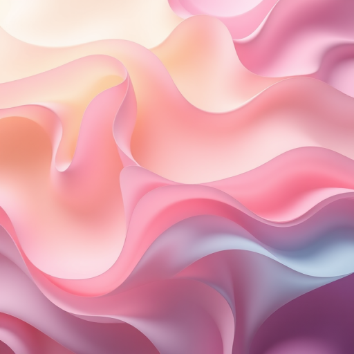 vibrant abstract wavy patterns with pastel colors in a smooth gradient, shot with a Canon EOS 5D Mark IV, 50mm lens, aperture f/1.8, ISO 100, natural light, top-down view, high dynamic range processing