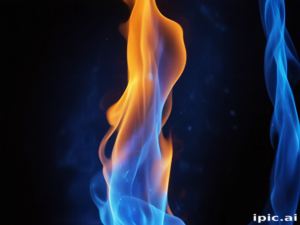 Vibrant Flames Dancing in a Dark Background of Blue and Orange