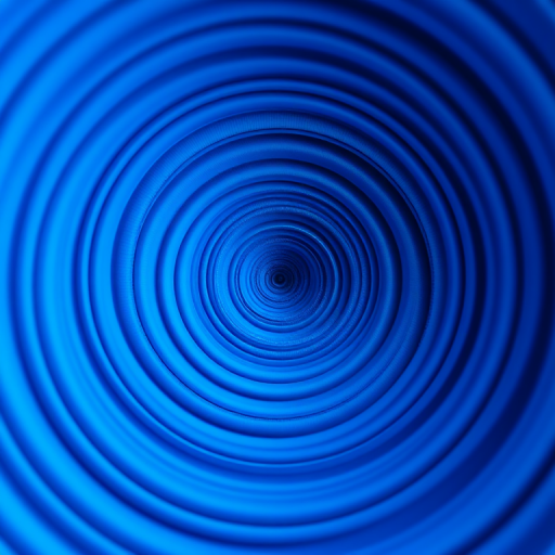 Create a high-resolution image of intricate blue circular patterns forming a spiral design with smooth gradients, shot with a Canon EOS R5, using a 50mm lens at f/1.8, ISO 100, and a shutter speed of 1/200s, with a macro perspective and vibrant color enhancement.