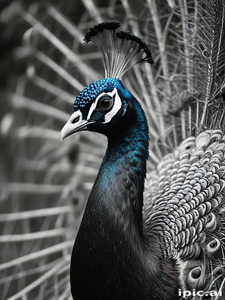 peacock black and white