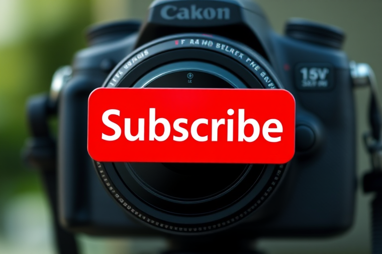 Create a high-resolution image of a "Subscribe" button with a red background and white text, using a DSLR camera with a 50mm lens, aperture set to f/2.8, shot in natural light from a straight-on view, ensuring a clean focus on the text for clarity.