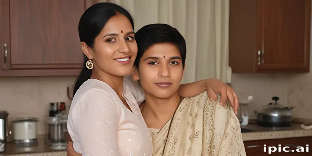 mom and son indian