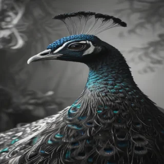 peacock black and white