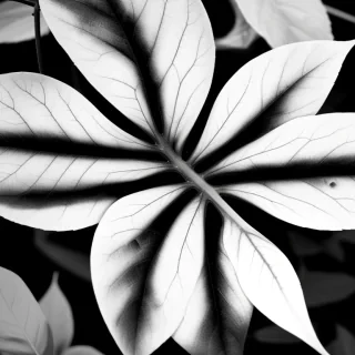 leaf in black and white