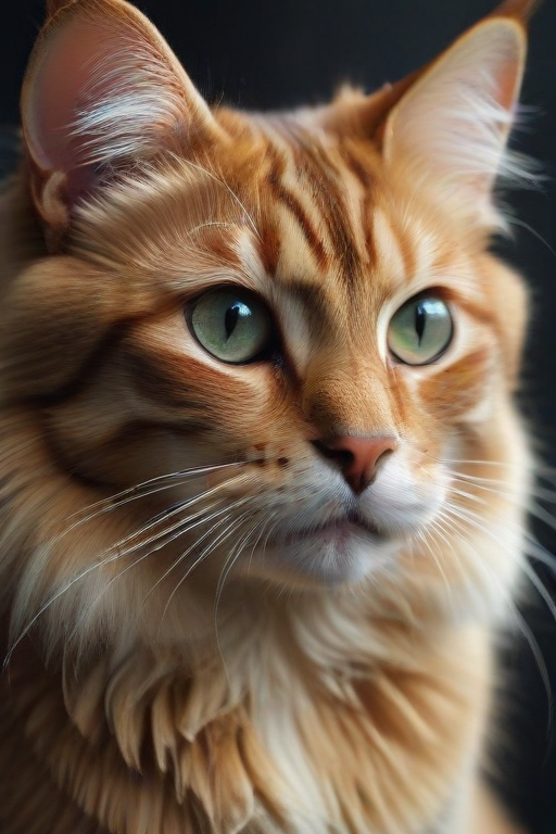 A Majestic Ginger Cat with Striking Green Eyes Staring Intently Forward.